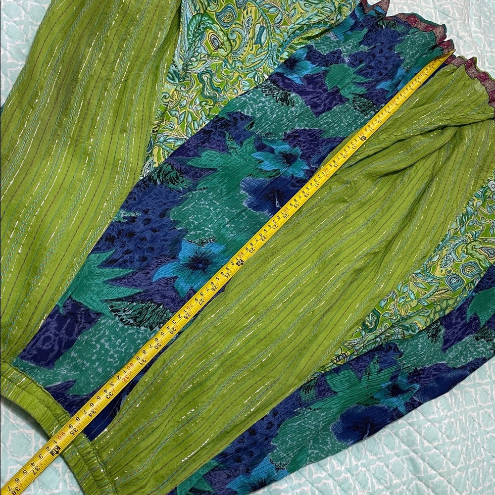 metallic, striped and floral and paisley, matchstick gauze skirt - Picture 8 of 8